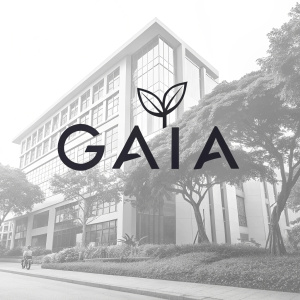 Modern, sleek logo for Gaia featuring bold, black sans-serif font centered on white background