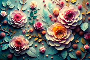 3d wallpaper beautiful roses flower decoration and abstract background print