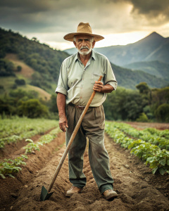Latin farmer working the land
