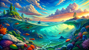 an ocean, deepview, realism, perfect composition