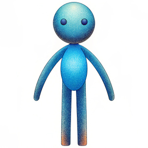 Crea un stickman simple que no tenga torso, solo cabeza , brazos y piernas  en posición para la derecha y fondo en blanco