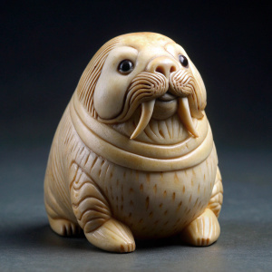 A netsuke ) is a bone miniature figurine walrus 
