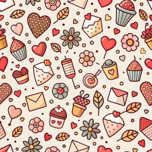 valentine day minimalist doodles for seamless pattern tile, light background