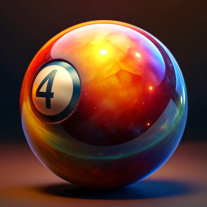 ultra realistic number 4 heaven looking colored billiard ball 