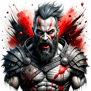 berserker tattoo design - perfect realistic art - high-definition - grey and black - white background 