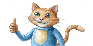 lanlan cat character post thumb up without background