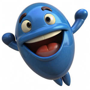 3D Render of a Laughing Blimp Mascot, on isolated white background.