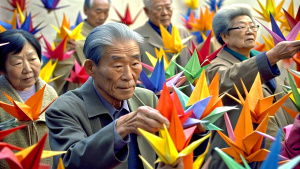 Chinese people fold paper cranes