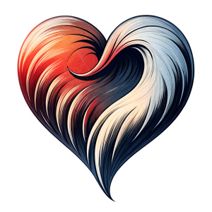 Style stickers. Create a heart shape with clean lines and smooth .Experiment with negative space to create an additional shape within the heart. Apply a subtle gradient to the heart symbol for a modern touch. Black and red only. White background, No Background, vector, 8K.