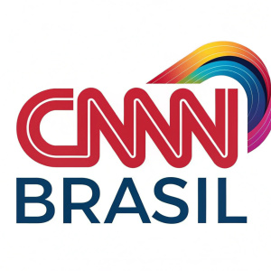 CNN Brasil logo, modern abstract font design. Bright colors, dynamic shapes. Letters merge into unified symbol