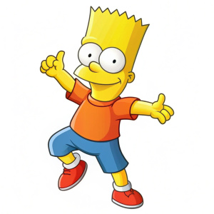  Bart Simpson Dancing on white background
