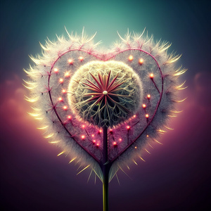 dandelion shape heart
