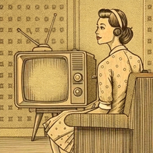 vintage tv watching 