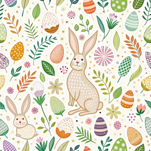 easter minimalist doodles seamless pattern tile, white ground