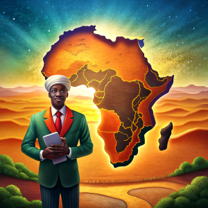 african map with man