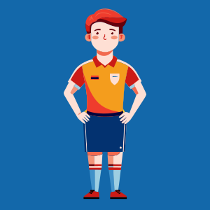 a full body prfessional 30 years old  full body soccer referee standing and facing the camera wearing a solid yellow  t-shirt, full body, vector style, solid white background