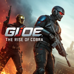 Cover art for 'GI Joe: The Rise of Cobra'. High-definition image. Futuristic warriors, ready for combat. Vibrant colors and textures. Text highlighting the movie's mysteries.