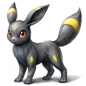 Umbreon pokemon, realistic comics style, clear outline, white background