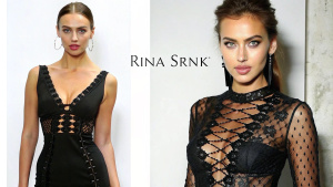 Irina Shayk, black laced dress