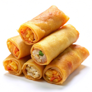 Egg Rolls on white background