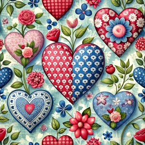 
country patterned hearts ,wallpaper pattern, relief

