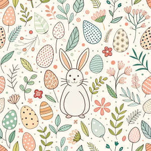 easter minimalist doodles seamless pattern tile, white ground