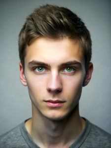 guy 20 OLD. green eyes. Slavic face. Full face