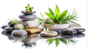 Natural spa elements on white
