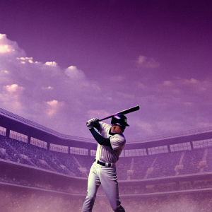 Ichiro Suzuki, in full baseball gear, preparing to hit. Focused gaze. Stadium background with cheering crowd blurred.