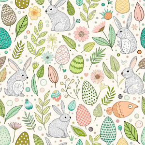 easter minimalist doodles seamless pattern tile, white ground