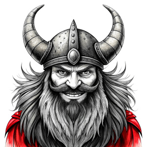 happy viking perfect realistic art, high-definition, high-definition grey and black, white background 