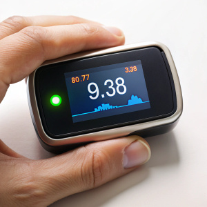 a video inside an oximeter showing 97% SpO2