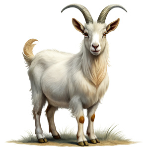 Realistic of a complete full body, Goat, white background, 