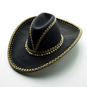 mariachi black suede hat on a white background