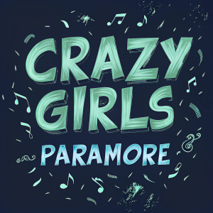 Promotional poster for 'Crazy Girls' by Paramore. Bold, colorful fonts and graphic elements.