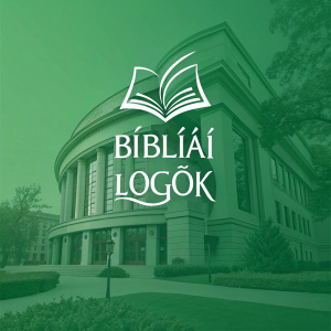 Modern logo design featuring the phrase 'Bibliai Logók' in sleek font. Against vibrant green background.