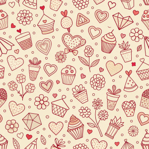 valentine day minimalist doodles for seamless pattern tile, light background