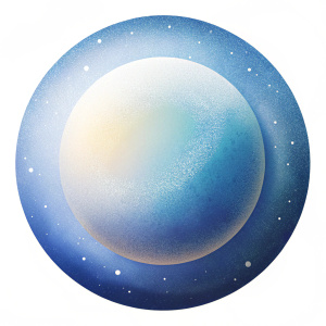 Representación deL PLANETA MERCURIO  dentro de un circulo con fondo blanco 