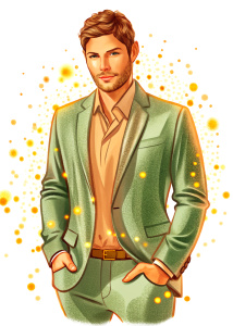 Sketch, full body, whole body, Jensen Ackles, hot face, ultrahandsome, shirt green formal, face clean, smile, illustration, details