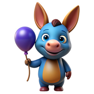 cute donkey holding a balloon