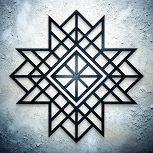 Nordic Runes geometric tattoo design - perfect  high-definition grey and black, white background 