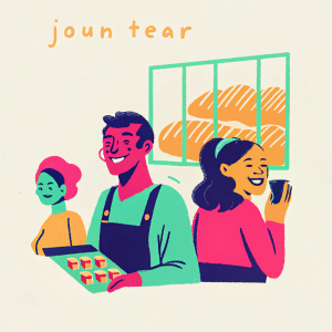 Cinnabon's job portal with vibrant graphics and employee smiles. Casual tone, emphasizing company culture and community involvement.