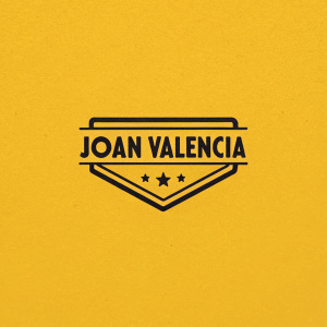 Logo for Joan Valencia. Text in bold, sans-serif font. Black text on bright yellow background. Simple and professional design.
