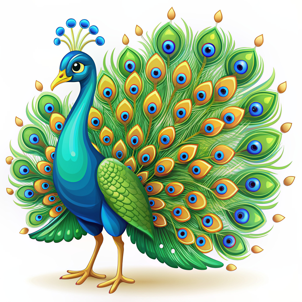 Beautiful peacock cartoon illustration  on white background



