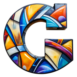 Graffiti-style letters G on a white background 