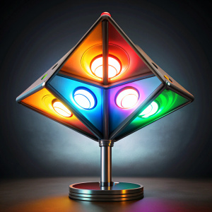 Lamp and aluminum with three sectors of colored lighting in a neoclassical design with wifi remote control