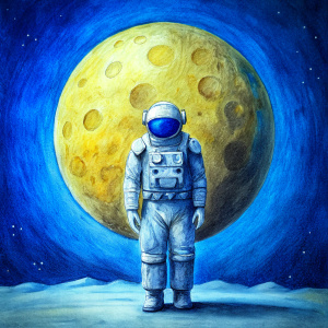 astronaut epic space moon yellow blue moon