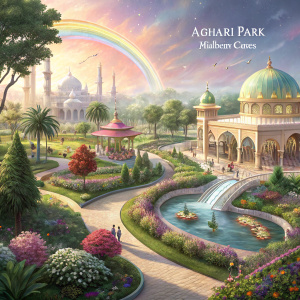 In a magical land, hidden gems like Adhari Park, Al Areen Park, and American Alley reveal their splendor, painted with a rainbow of colors.
