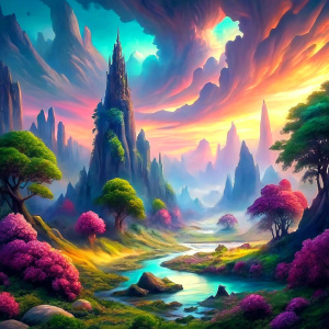 fantasy art soft, light paint colors, oil paintings, landscape similar to vector drawing, oil painting