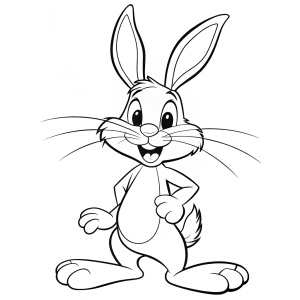 no colors Black and white Bugs Bunny for coloring book